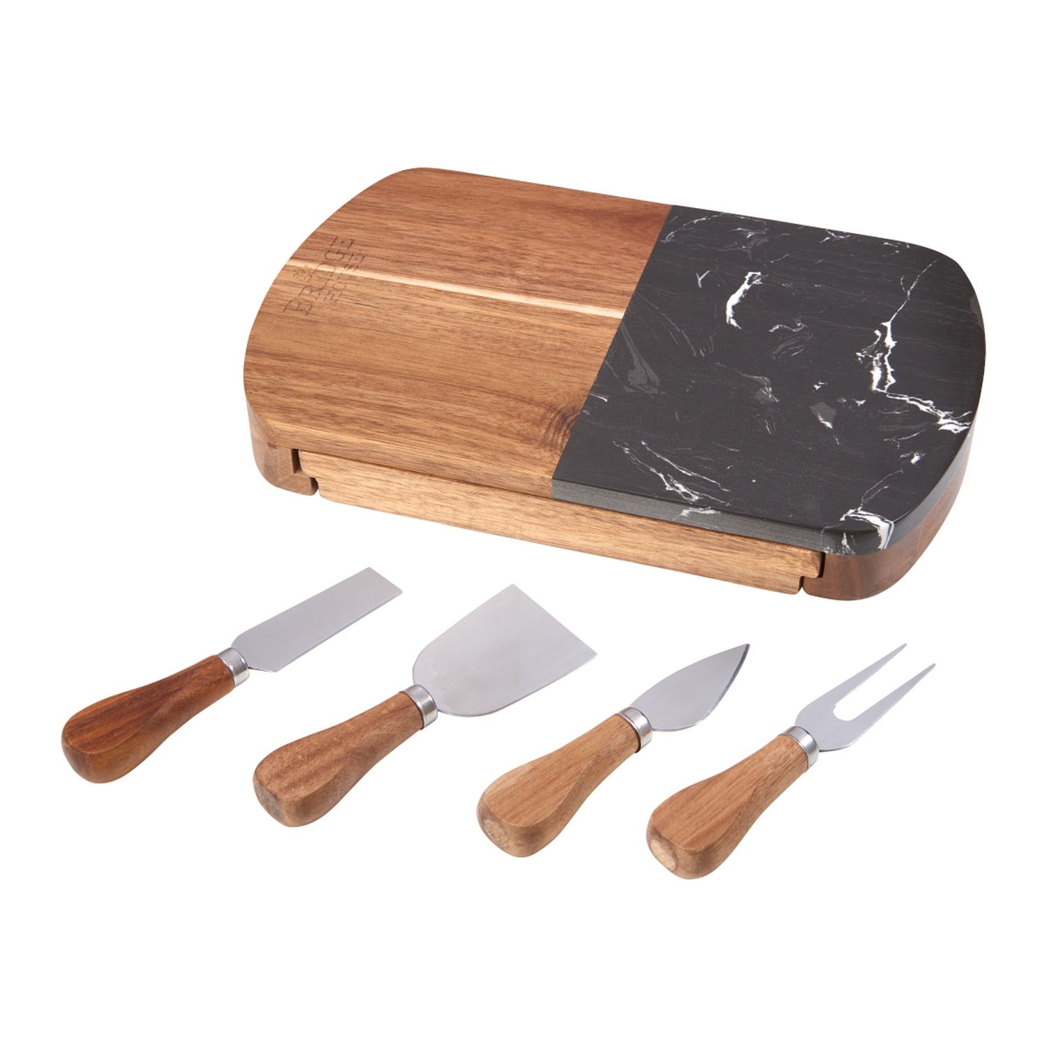 Custom Branded Black Marble Cheese Board Set with Knives