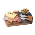 Custom Branded Black Marble Cheese Board Set with Knives