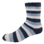 Custom Branded Fashion Fuzzy Feet - Blue Stripe