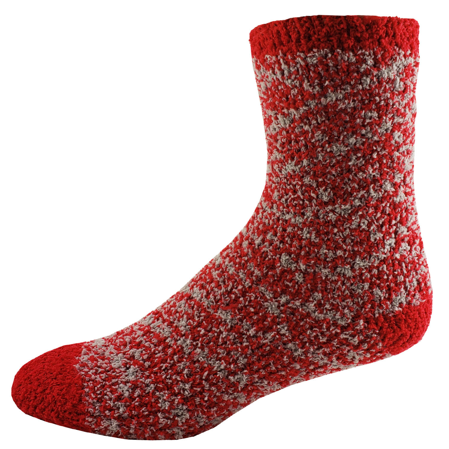 Branded Fashion Fuzzy Feet Gray/Red Pattern
