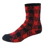 Custom Branded Fashion Fuzzy Feet - Red Buffalo Plaid