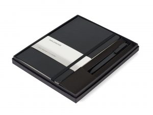 Branded Moleskine® Large Notebook and GO Pen Gift Set Black