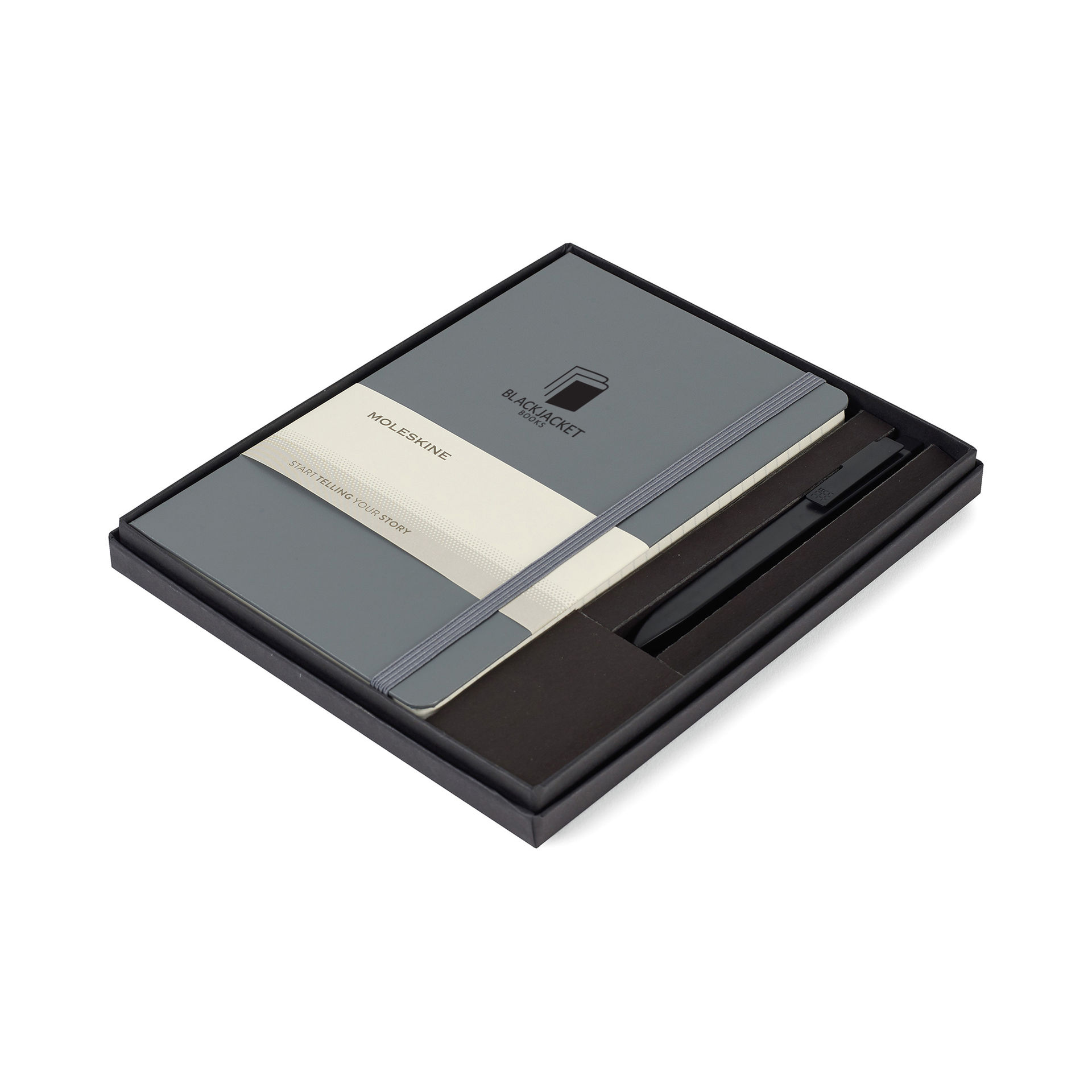 Branded Moleskine® Large Notebook and GO Pen Gift Set Slate Grey