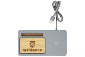 Branded Power Mantle™ Wireless Charger Bamboo-Stone