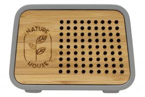 Branded Temblor™ Speaker + Wireless Charger Bamboo-Stone