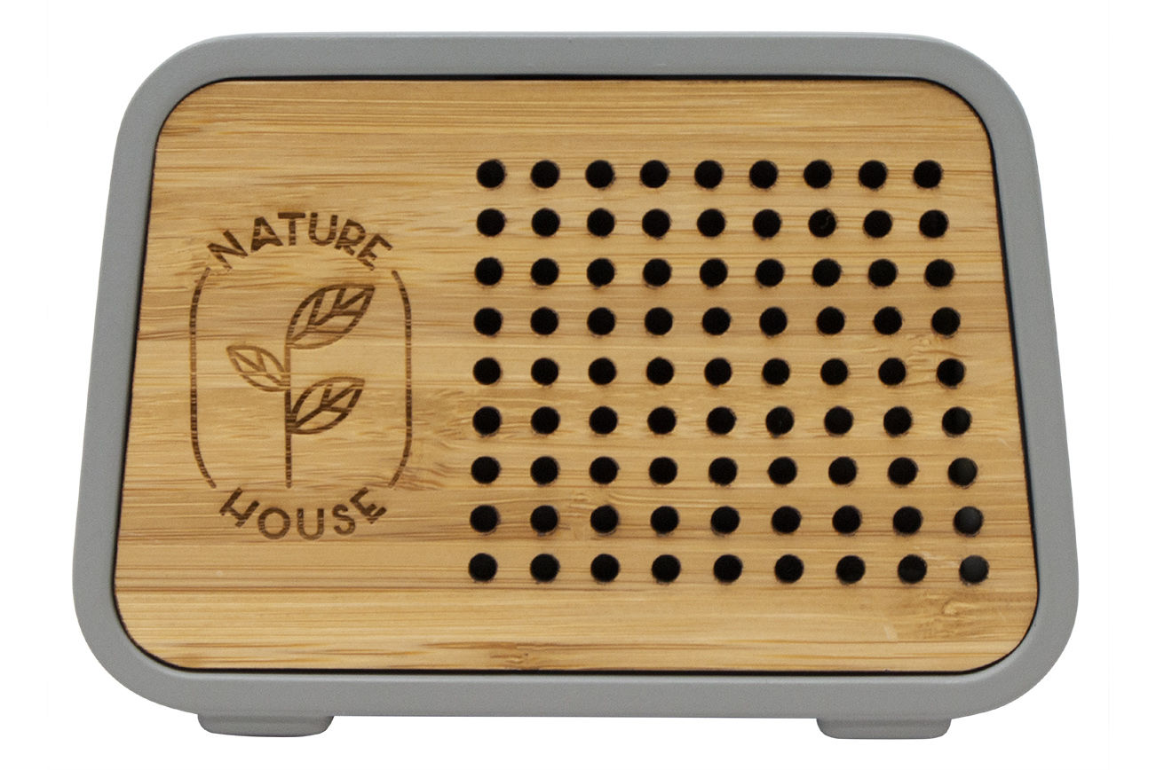 Branded Temblor™ Speaker + Wireless Charger Bamboo-Stone