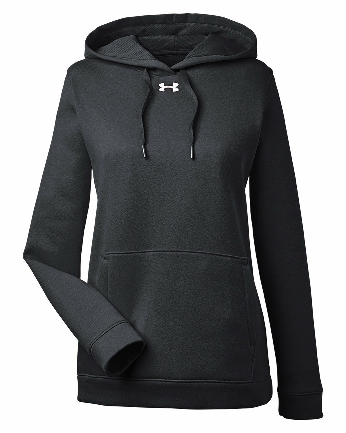 Branded Under Armour Ladies Hustle Pullover Hooded Sweatshirt Black/White