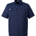 Branded Under Armour Men’s Motivate Coach Woven Shirt Midnight Navy/White