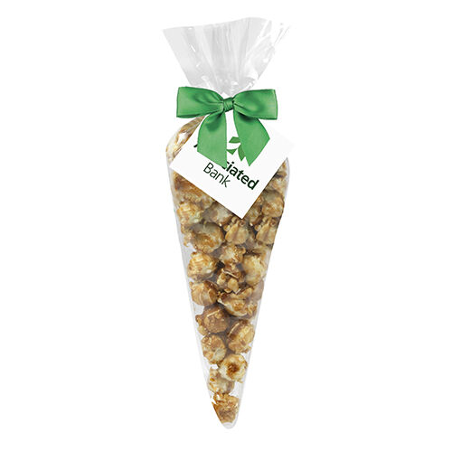 Custom Branded Gourmet Popcorn Cone Bags (large) - Caramel Popcorn
