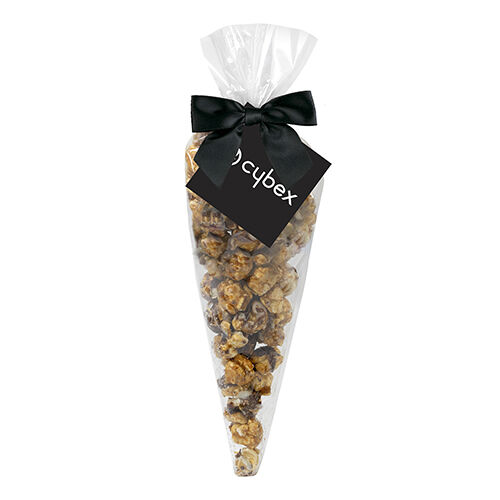 Branded Gourmet Popcorn Cone Bags (large) White & Dark Chocolate Swirl Popcorn