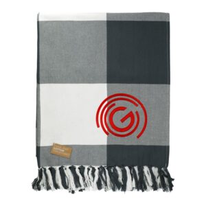 Branded Field & Co. 100% Organic Cotton Check Throw Blanket Charcoal