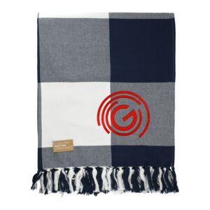 Branded Field & Co. 100% Organic Cotton Check Throw Blanket Navy