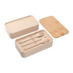 Custom Branded Stackable Bamboo Fiber Bento Box - Beige