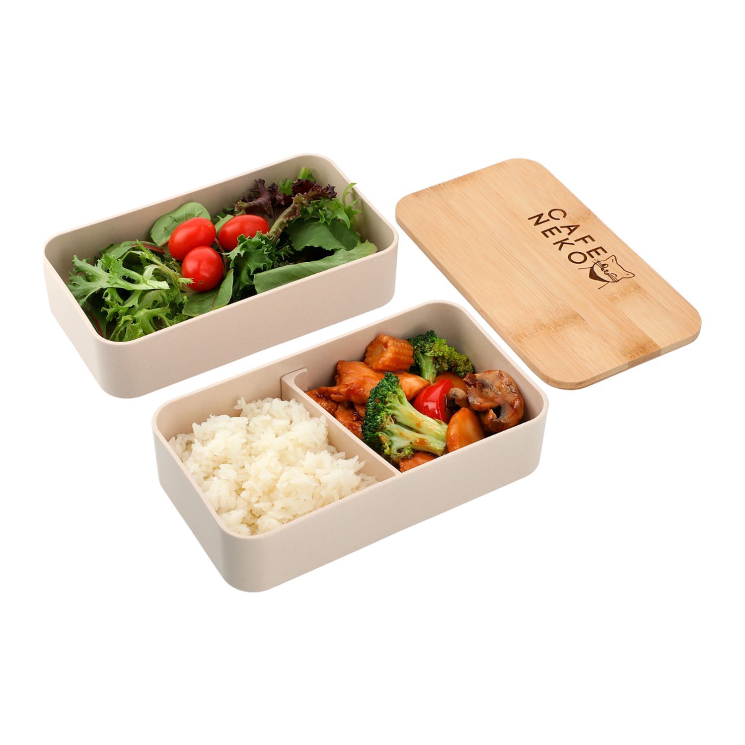 Custom Branded Stackable Bamboo Fiber Bento Box