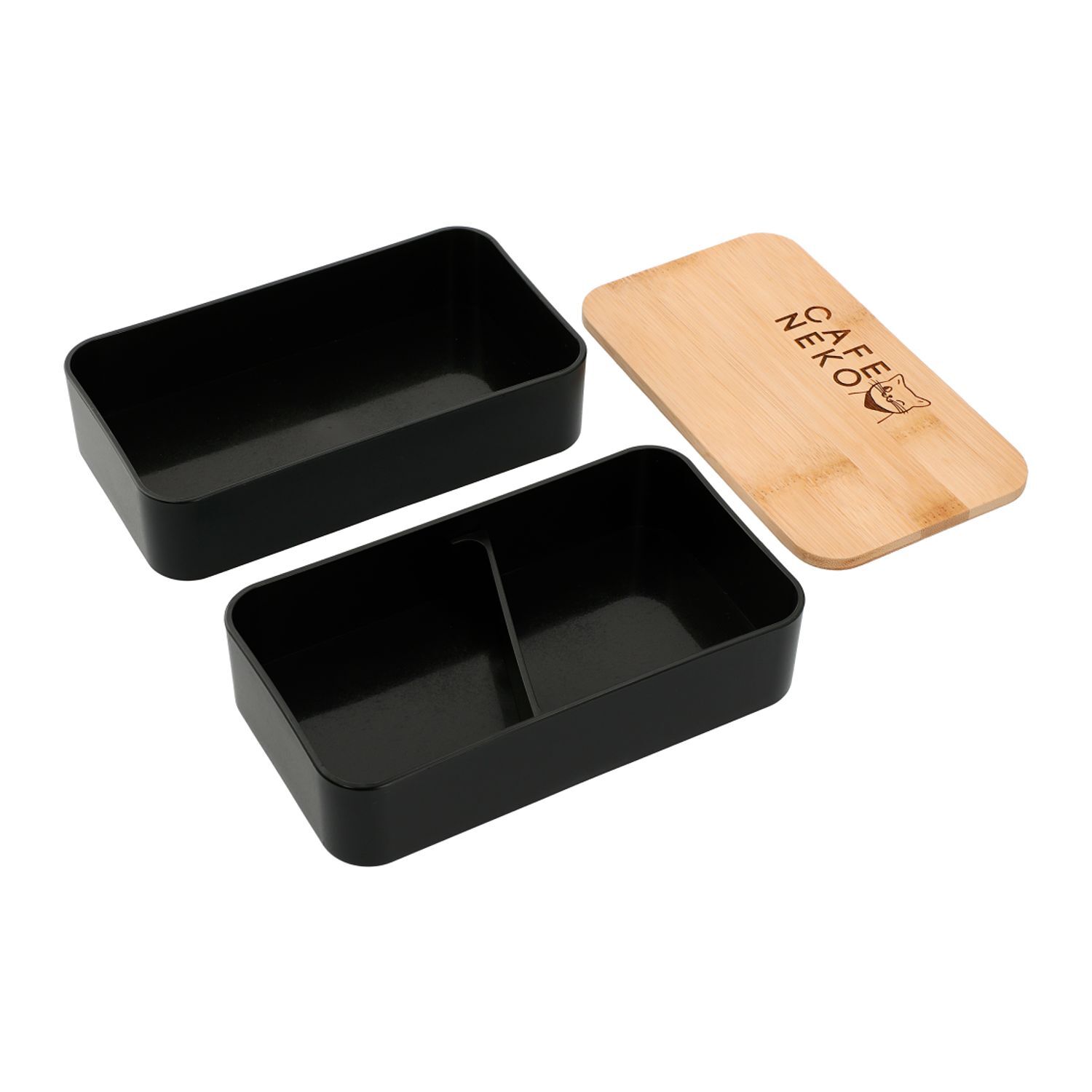 Custom Branded Stackable Bamboo Fiber Bento Box - Black
