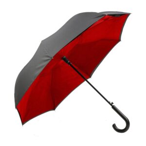 Branded ShedRain® UnbelievaBrella™ Crook Handle Auto Open Umbrella Black/Red
