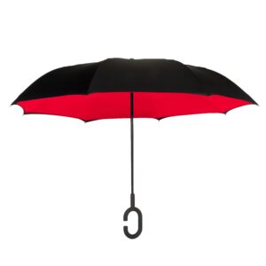 Branded ShedRain® UnbelievaBrella™ (Solids) Black/Red