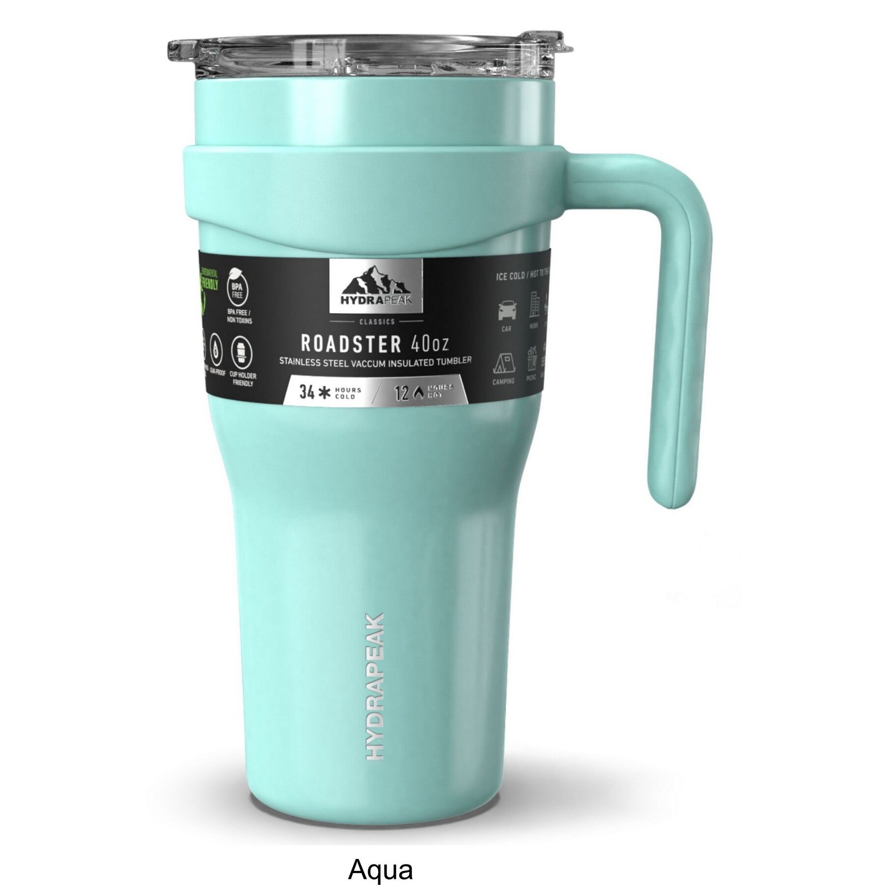 Branded 40 oz Hydrapeak Roadster Tumbler Aqua