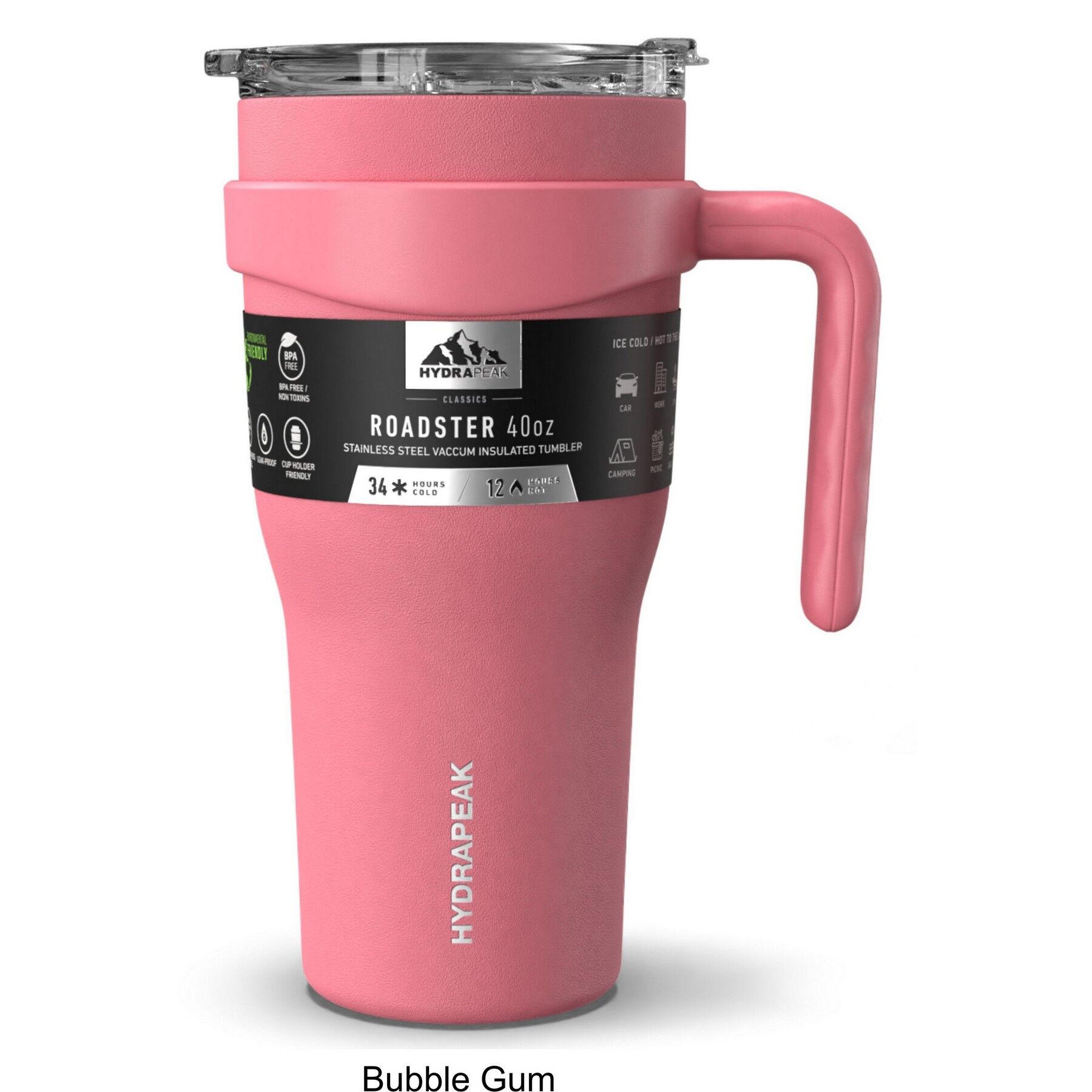 Branded 40 oz Hydrapeak Roadster Tumbler Bubblegum