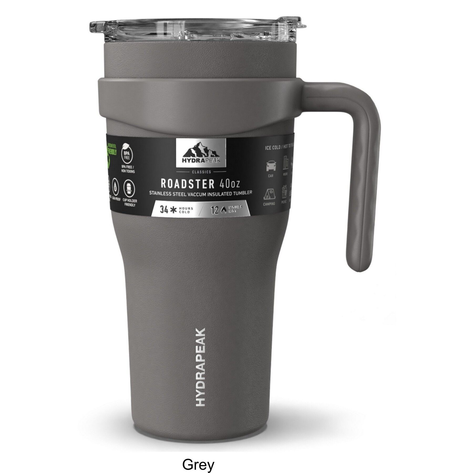 Branded 40 oz Hydrapeak Roadster Tumbler Gray