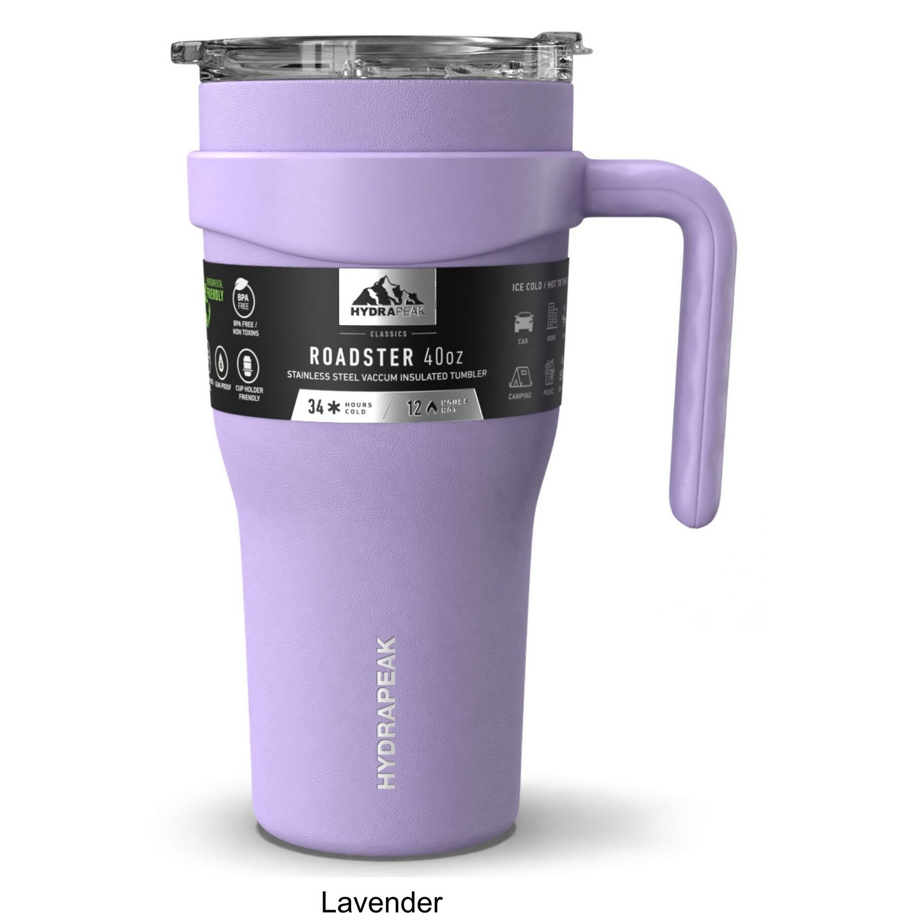 Hydrapeak Roadster 40oz Tumbler With Handle And Straw Lid Lavender