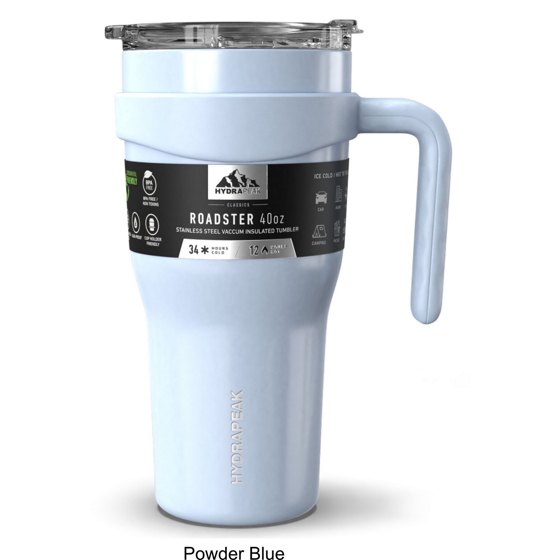 Branded 40 oz Hydrapeak Roadster Tumbler Powder Blue