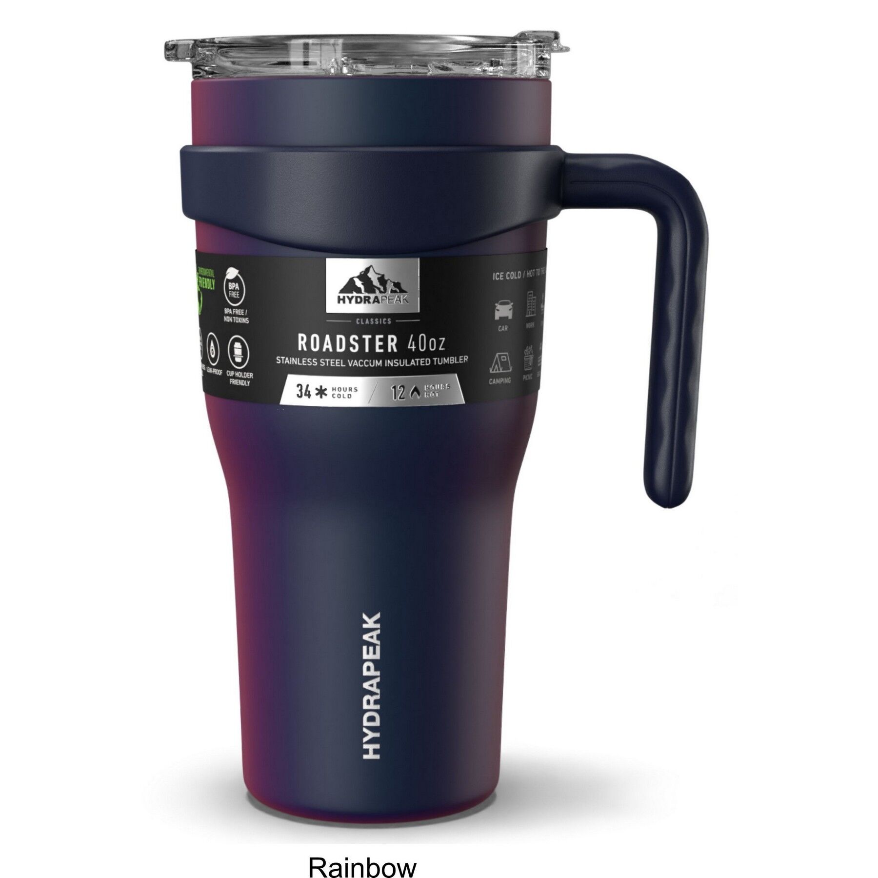 Branded 40 oz Hydrapeak Roadster Tumbler Rainbow