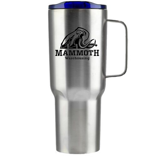 Branded Mammoth 40 Oz Vacuum Insulated Mug Stainless Blue