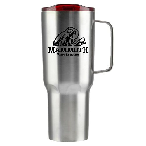 Branded Mammoth 40 Oz Vacuum Insulated Mug Stainless Red