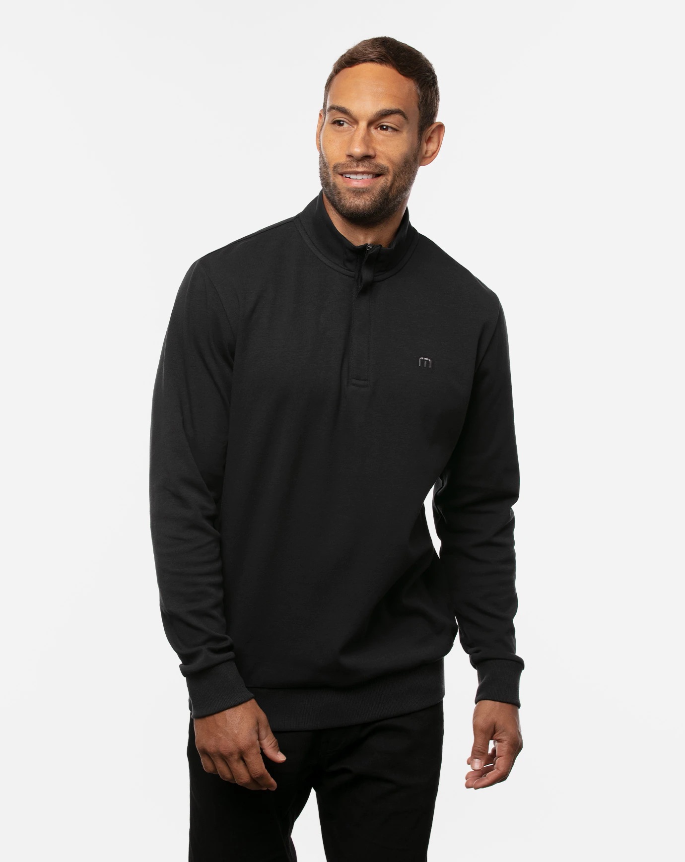 Custom Branded TravisMathew Quarter Zips - Heather Black