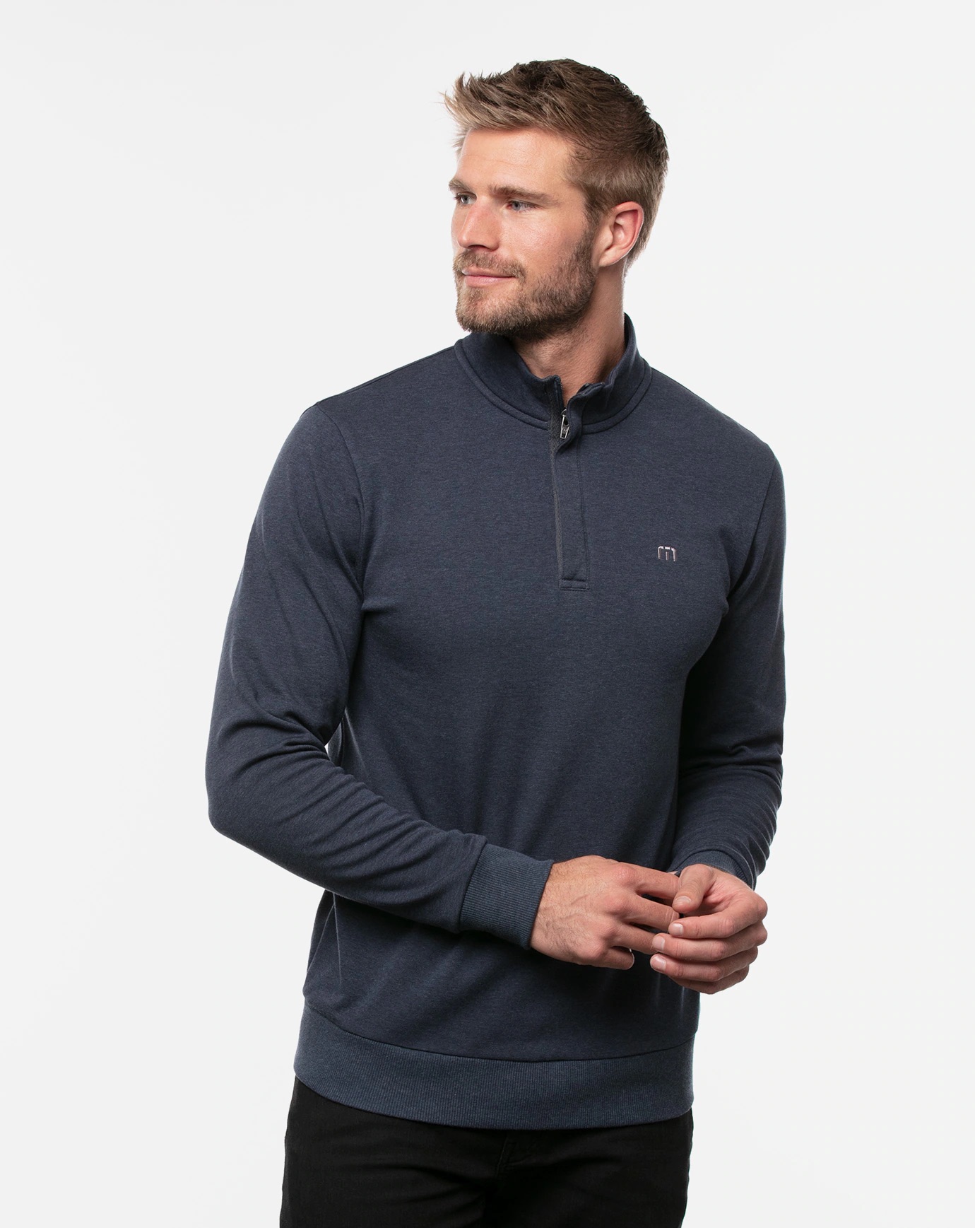 Branded TravisMathew Cloud Quarter Zip 2.0 Heather Blue