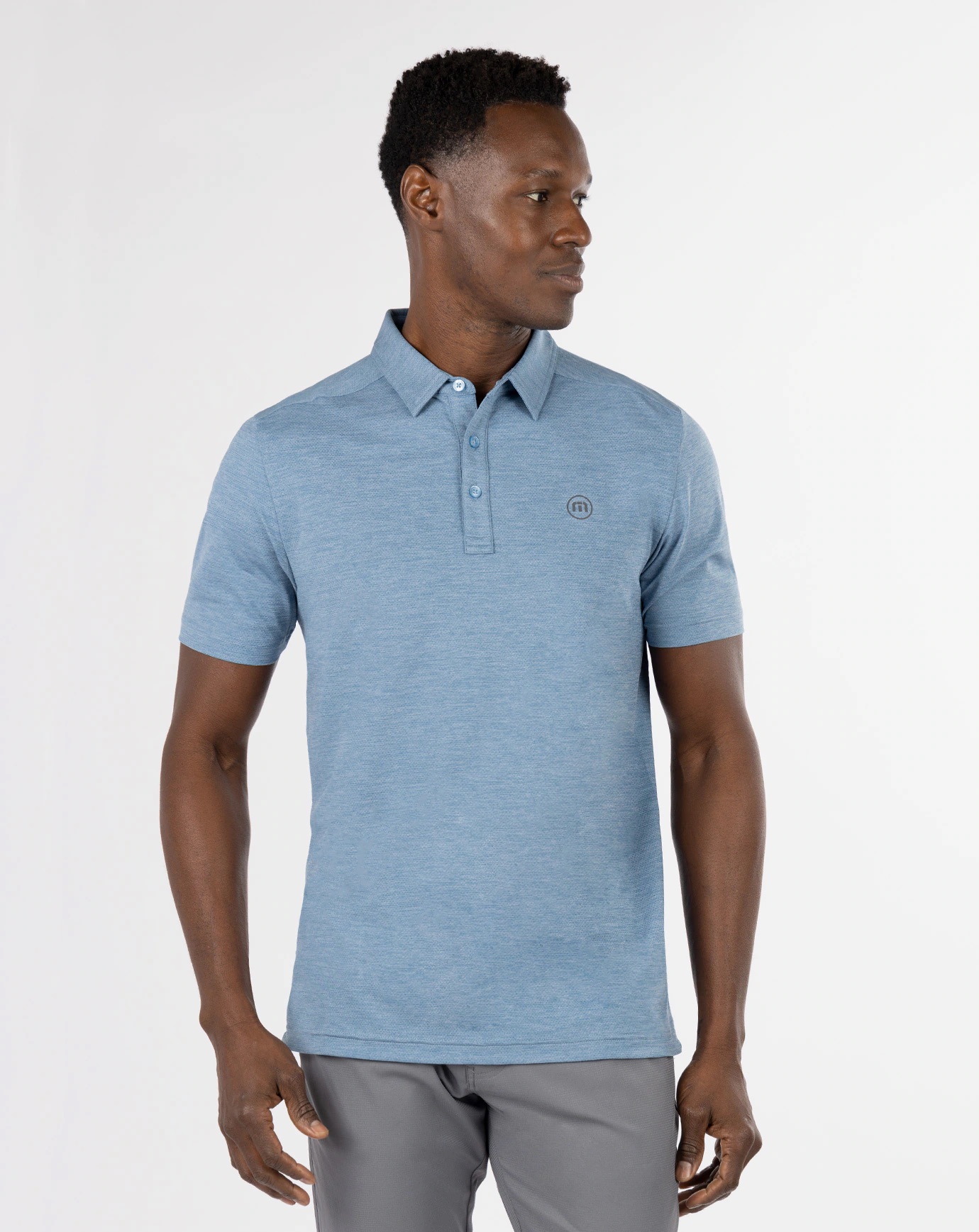 Branded TravisMathew Heating Up Golf Polo Heather Copen Blue