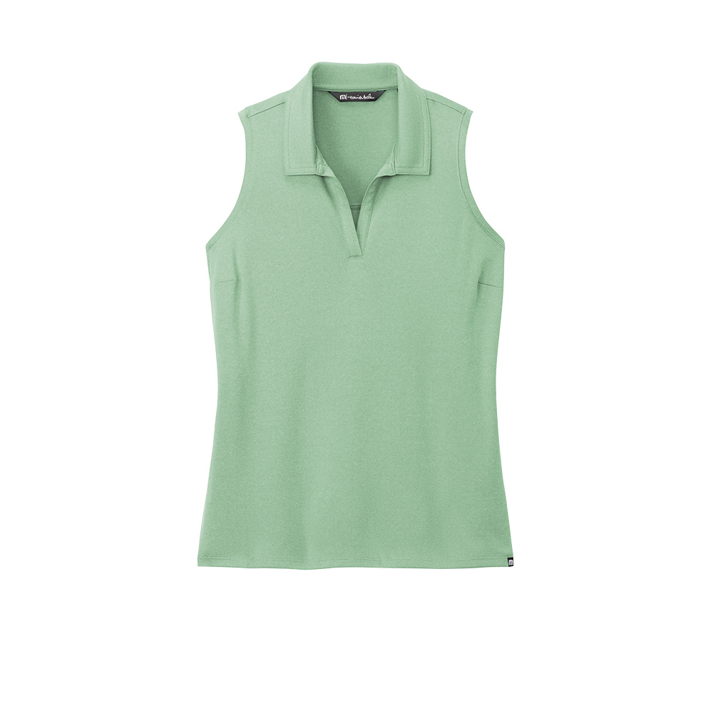 Branded TravisMathew Ladies Coto Performance Sleeveless Polo Beryl Green Heather