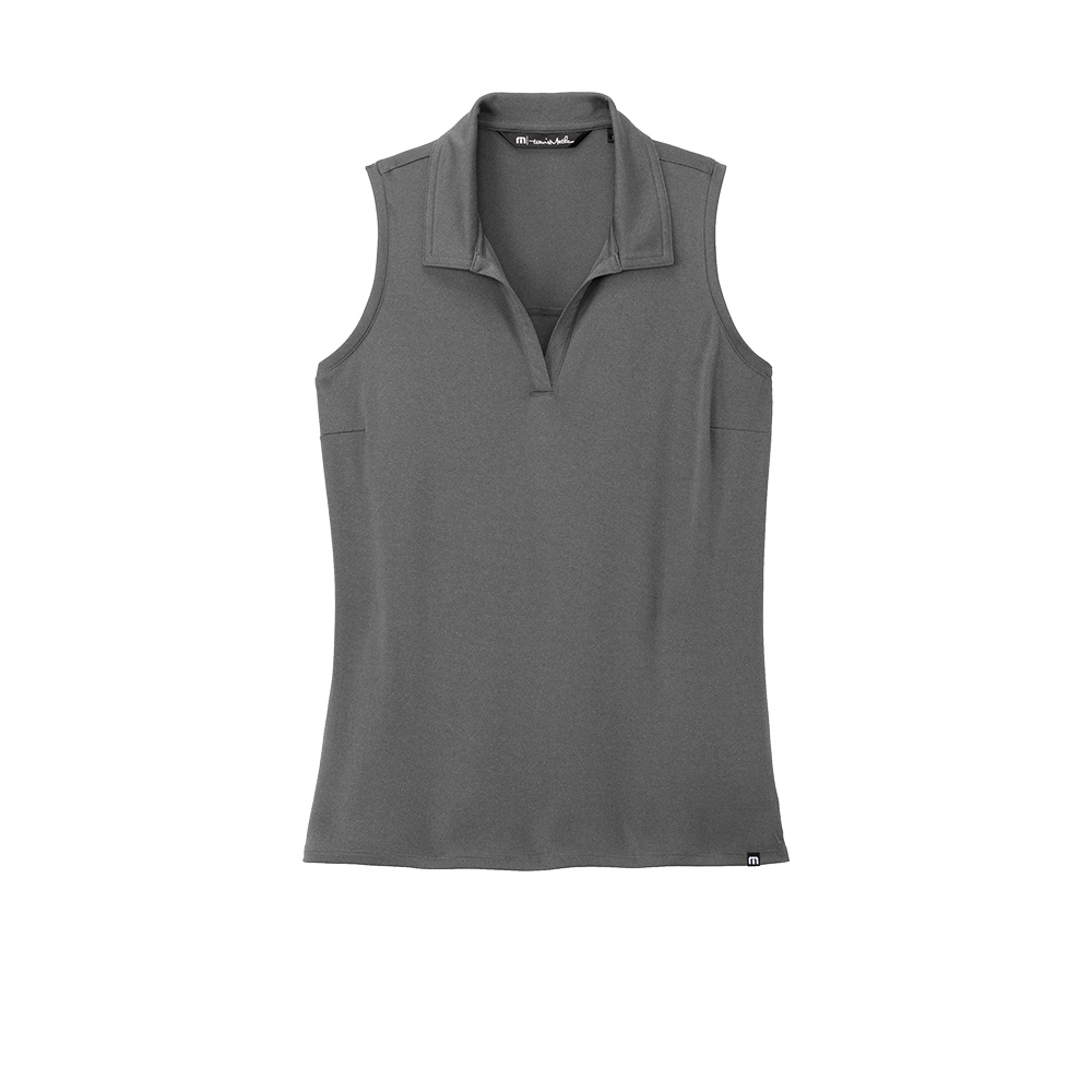 Branded TravisMathew Ladies Coto Performance Sleeveless Polo Quiet Shade Grey/ Black