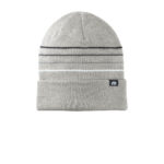 Branded TravisMathew Striped Cuffed Beanie Light Grey Heather