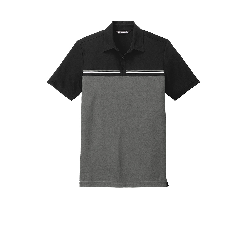 Custom Branded TravisMathew Polos - Black/ Dark Grey Heather