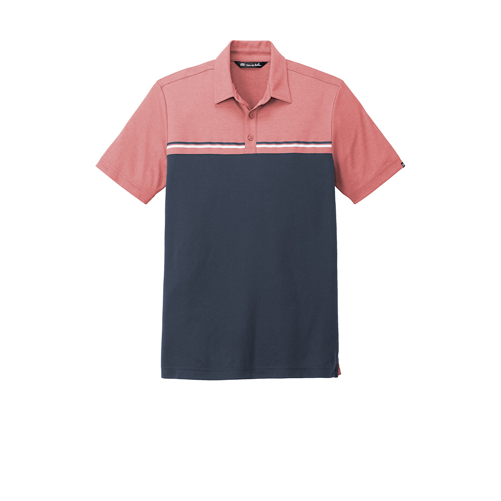 Branded TravisMathew Sunset Blocked Polo Cardinal Heather/ Blue Nights