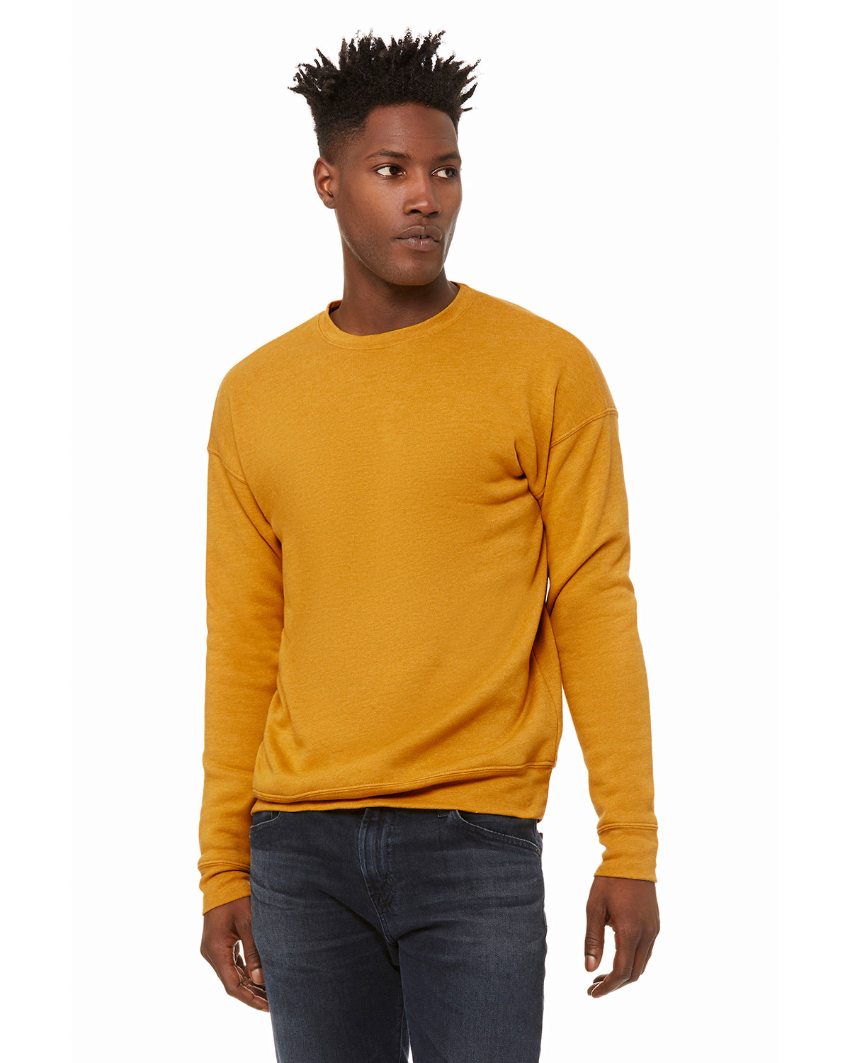 Branded Bella + Canvas Unisex Drop Shoulder Fleece Heather Mustard