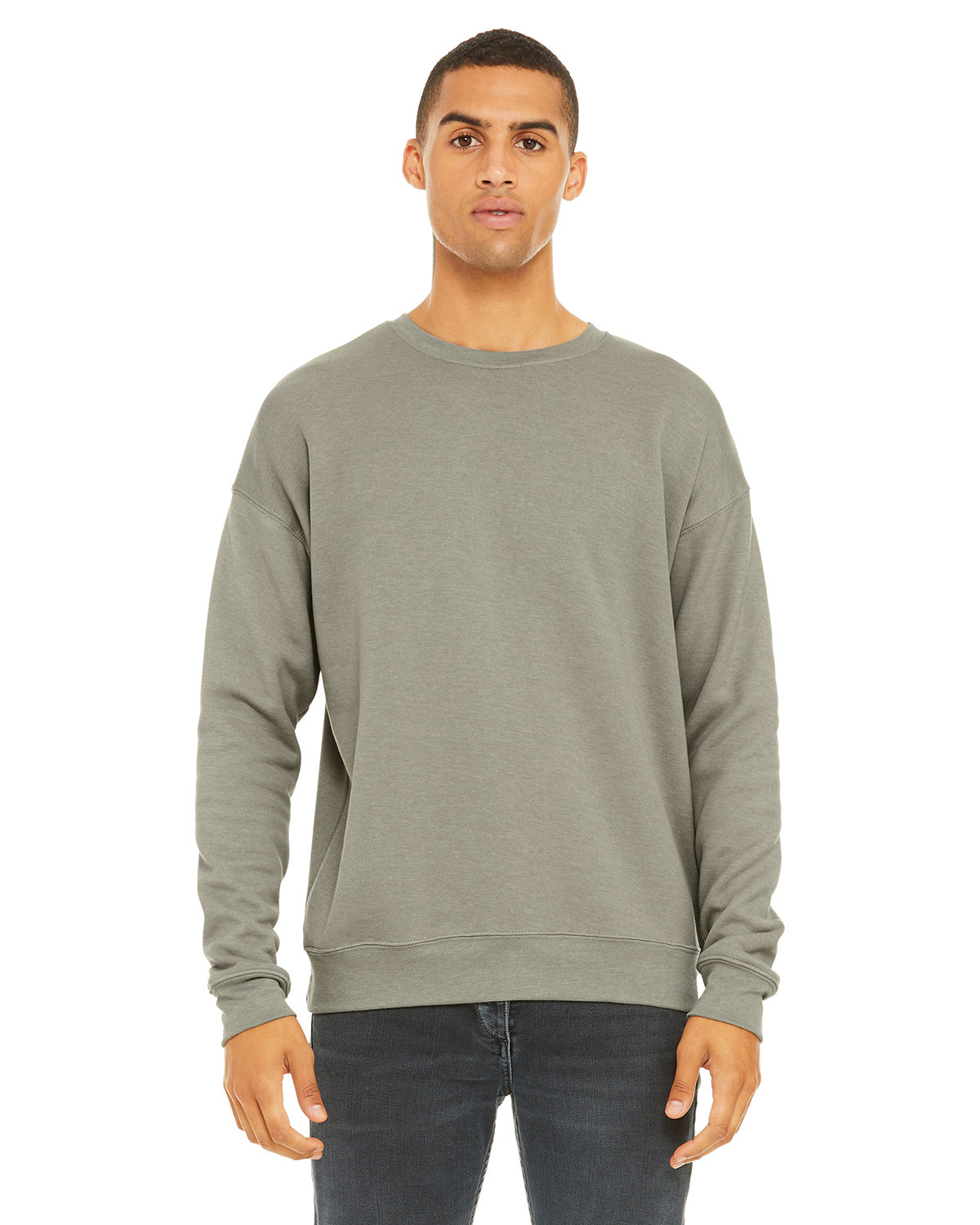 Branded Bella + Canvas Unisex Drop Shoulder Fleece Heather Stone