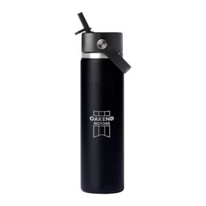 Branded Hydro Flask® Wide Mouth 24oz Bottle with Flex Straw Cap Black