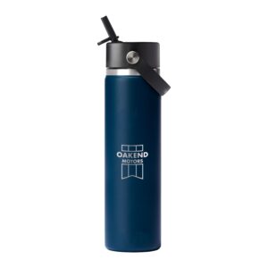 Branded Hydro Flask® Wide Mouth 24oz Bottle with Flex Straw Cap Indigo