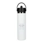 Branded Hydro Flask® Wide Mouth 24oz Bottle with Flex Straw Cap White
