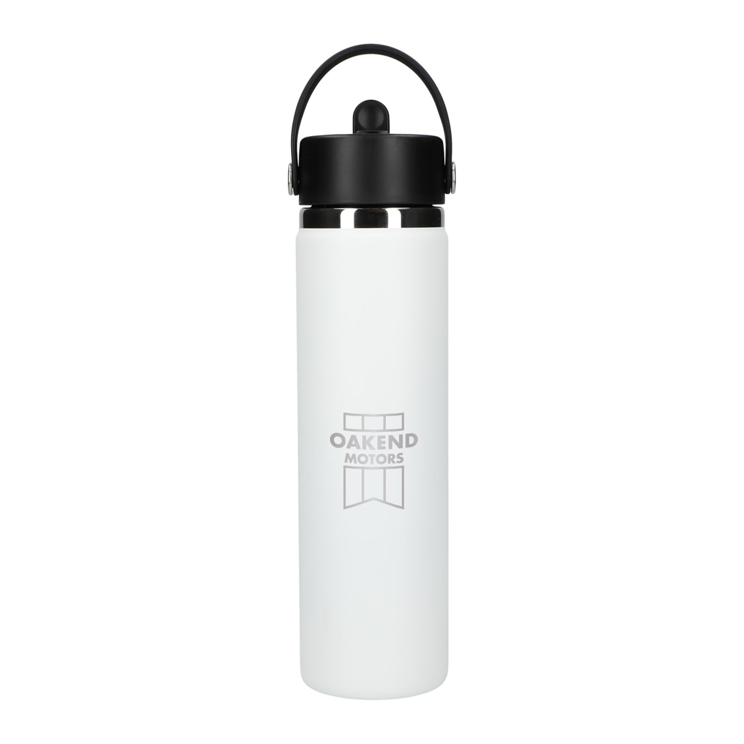 Branded Hydro Flask® Wide Mouth 24oz Bottle with Flex Straw Cap White