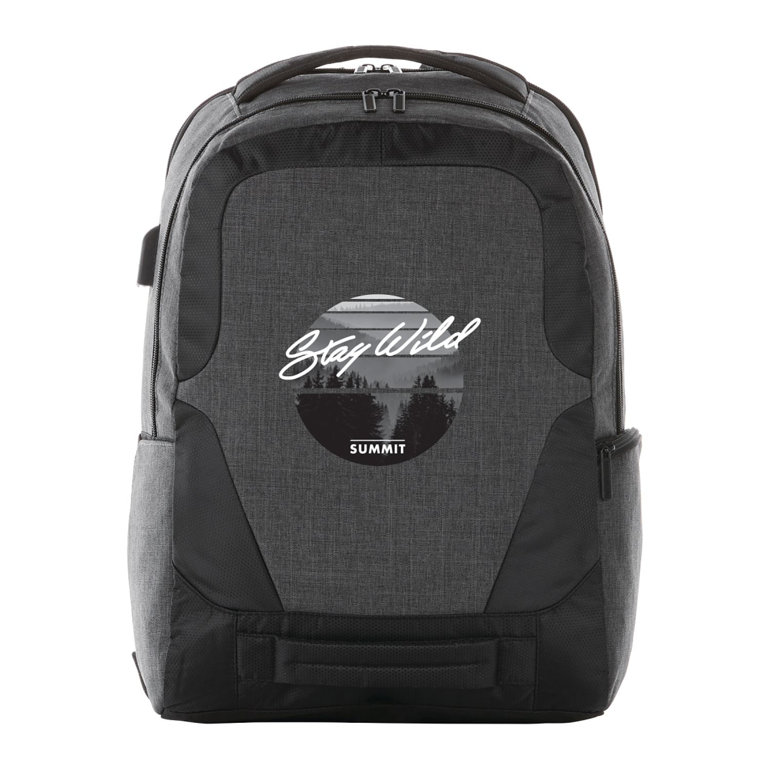 Custom Branded Overland TSA Friendly 17 Inch Laptop Backpack with USB Port - Charcoal