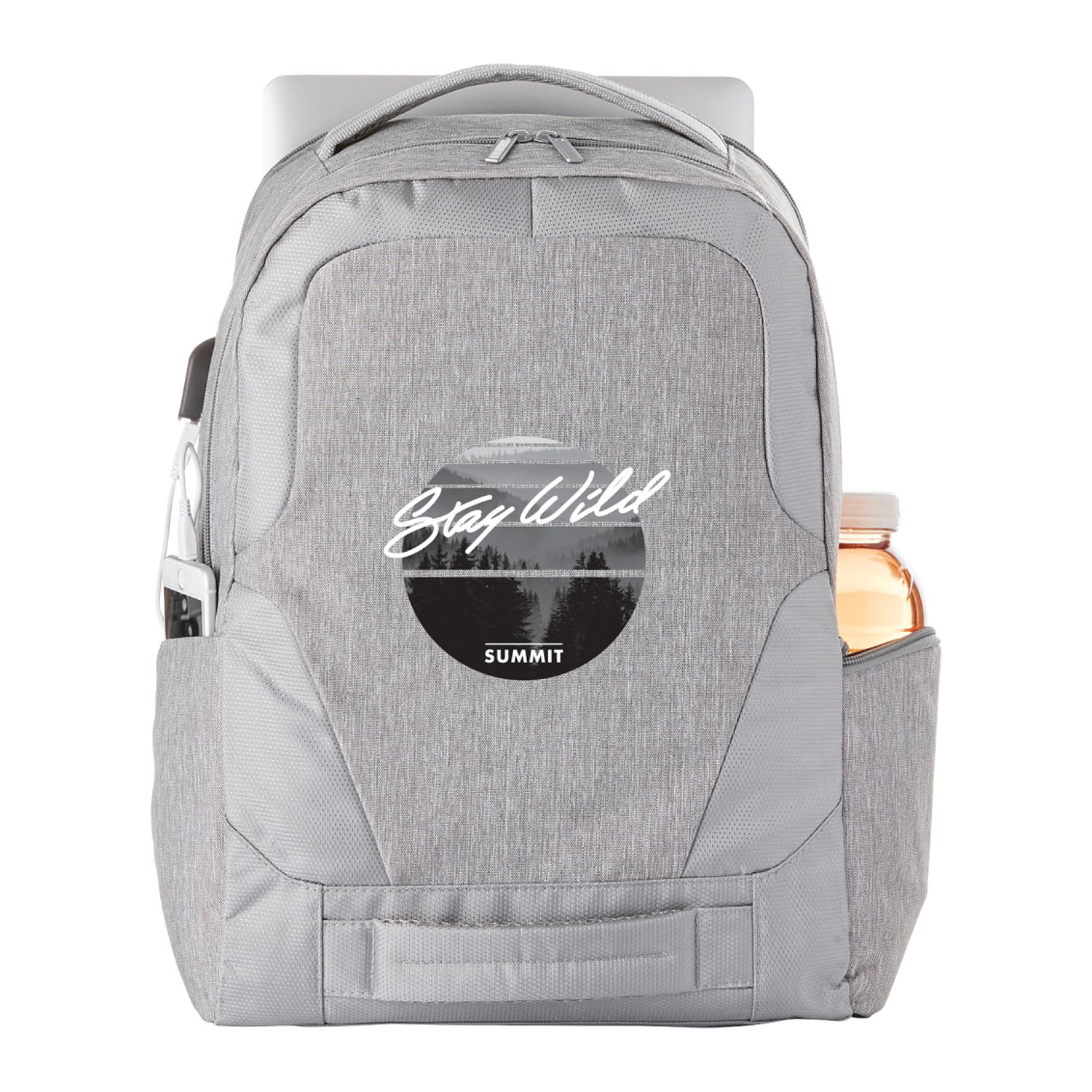 Custom Branded Overland TSA Friendly 17 Inch Laptop Backpack with USB Port - Gray