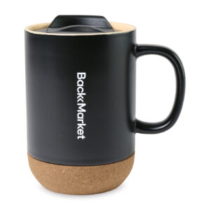 Branded Valo Ceramic Lidded Mug – 14 Oz Black