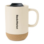 Branded Valo Ceramic Lidded Mug – 14 Oz Bone