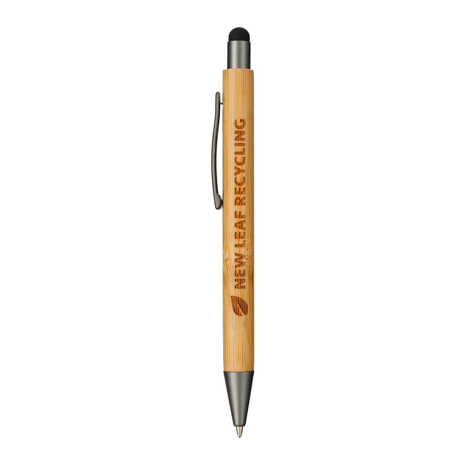 Custom Branded Bamboo Quick-Dry Gel Ballpoint Stylus - Natural