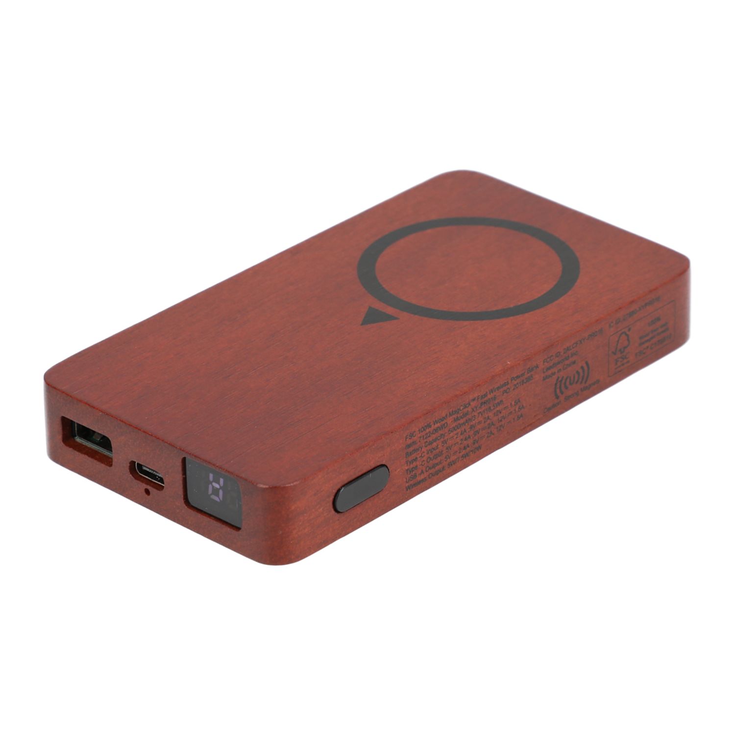 Custom Branded FSC® 100% Wood MagClick™ Fast Wireless Power Bank