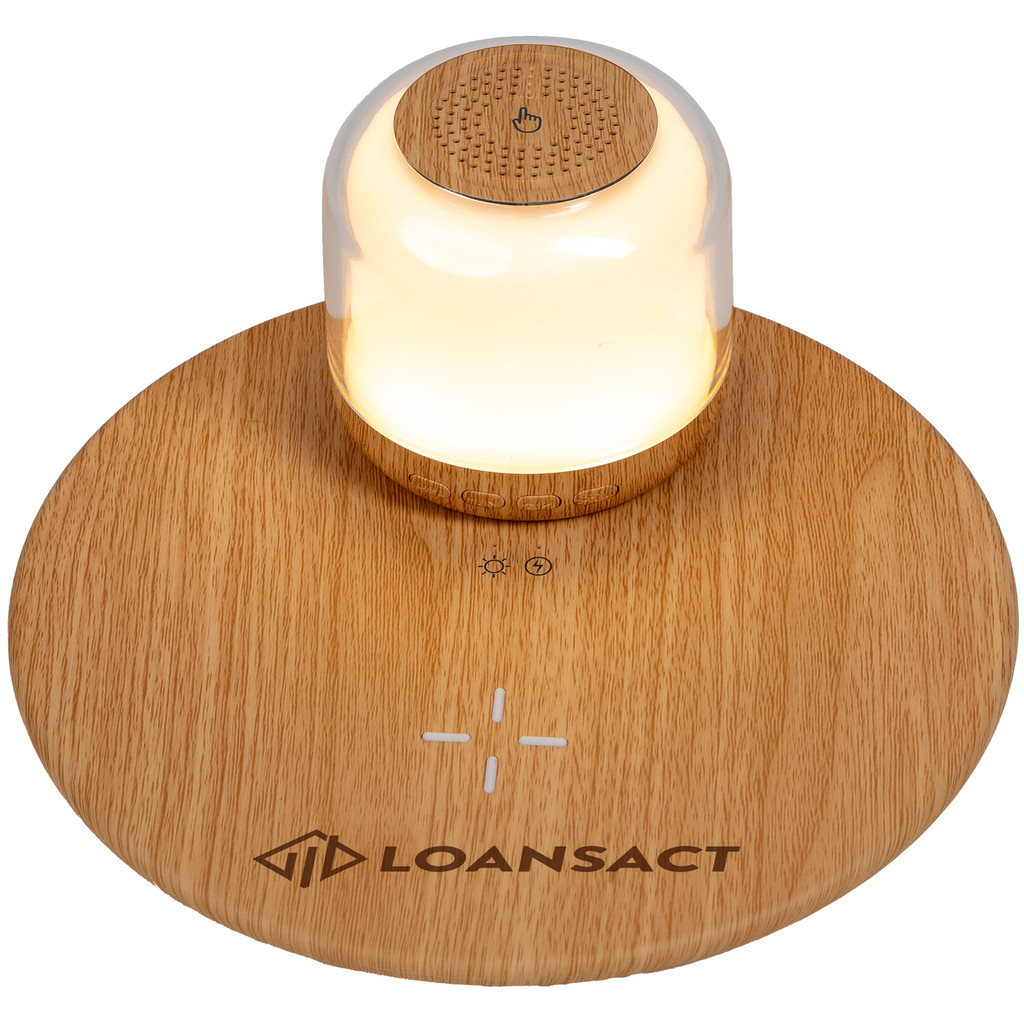 Branded Harmony3 Wireless Charger-Speaker-Light Wood